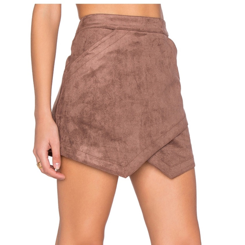 BCBG Suede Taupe Cross Skirt